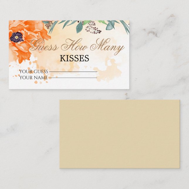 Cartão De Informações Adivinhem quantos beijos o matador de jogos de noi (Frente/Verso)