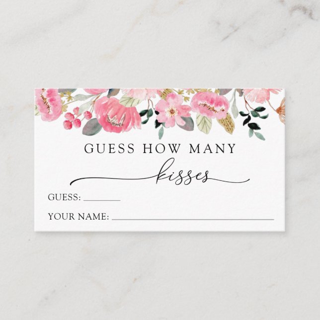 Cartão De Informações Adivinhem Quantos Kisses Tem A Placa De Gabinete (Frente)