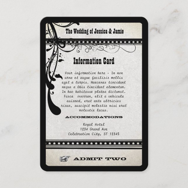 Cartão De Informações Admitir Dois Compartimentos De Informações De Show (Frente)