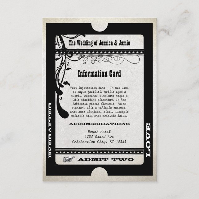 Cartão De Informações Admitir Dois Compartimentos De Informações De Show (Frente)