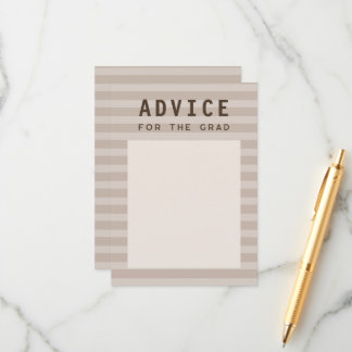Cartão De Informações Advice for the Grad Modern Neutral Sporty Stripes