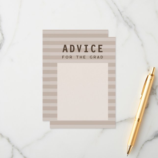 Cartão De Informações Advice for the Grad Modern Neutral Sporty Stripes (Frente/Verso In Situ)