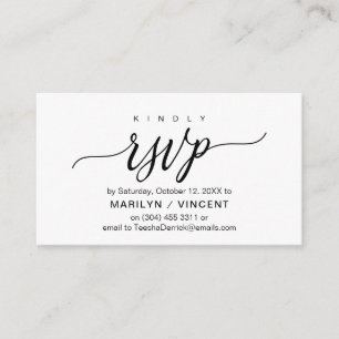 Cartão De Informações Aesthetic Black Script, Responder RSVP de casament