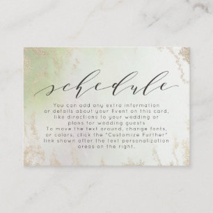 Cartão De Informações Agenda de Casamento Ombre Spring Green Gold Foil L