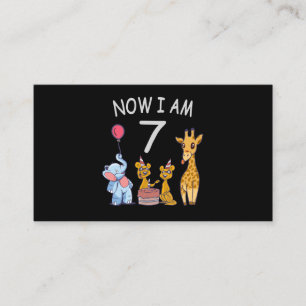 Cartão De Informações Agora tenho 7 anos de 7 de aniversário no Zoo
