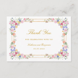 Cartão De Informações Agradecimento de Casamento de Jardim Floral Elegan