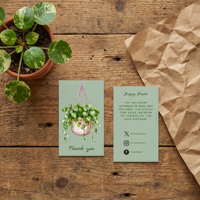 Cartão De Informações Agradeço Planta Suspensa Aquarela (Criador carregado)