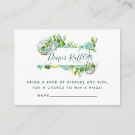 Cartão De Informações Água com Sucultura Chá de fraldas Fralda Raffle