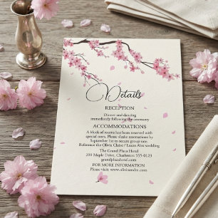 Cartão De Informações Água de Flor de Cerejeira Aquarela Rosa Sakura