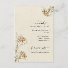 Cartão De Informações Água-forte Floral Edelweiss Vintage Enclausurament