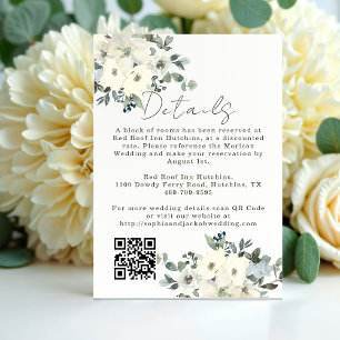 Cartão De Informações Água-forte Floral Rústico Casamento Verde Sage