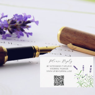 Cartão De Informações Água-forte Lavanda Flores Roxas Florais Casamento