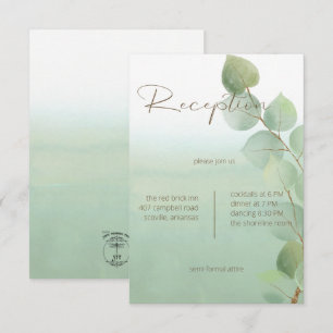 Cartão De Informações Água Verde Lavagem de Aquarela Eucalipto Recepção