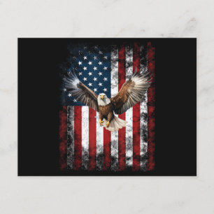 Cartão De Informações Águia Patriótica 4 de Julho Bandeira Americana EUA