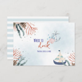 Cartão De Informações Ahoy, é um carro de Chá de fraldas náutico