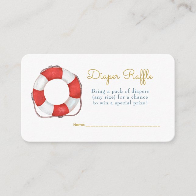 Cartão De Informações Ahoy É um garoto Marinheiro Fralda Raffle (Frente)