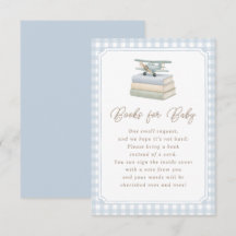Airplane Blue Gingham Baby Shower Books for Baby
