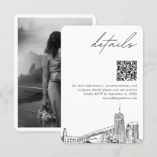 Cartão De Informações Akron Ohio Wedding Modern Details Código QR