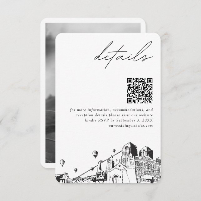 Cartão De Informações Albuquerque Wedding Modern Details QR Code (Frente/Verso)