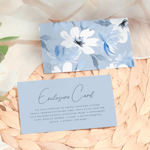Cartão De Informações Algo Azul   Chá de panela Floral Moderno