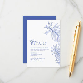 Cartão De Informações Algo Azul Elegante Botânico Deixa Detalhes