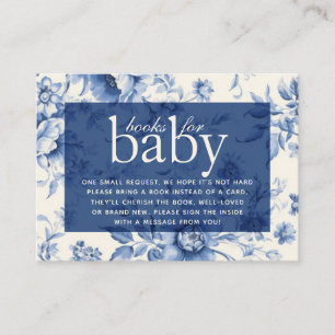 Cartão De Informações Algo Azul Floral Livros de Torre Francês para Bebê