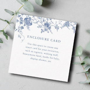 Cartão De Informações Algo Azul Floral Square Enclosure Card