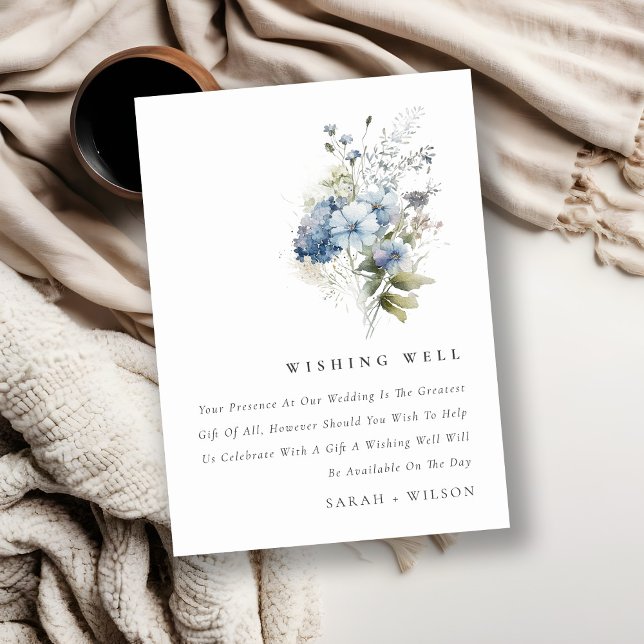 Cartão De Informações Algodão Azul Dusky Algodão Floral Desejando Bem (Criador carregado)