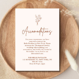 Cartão De Informações Alojamento de Casamento Boho Botanicals Terracotta