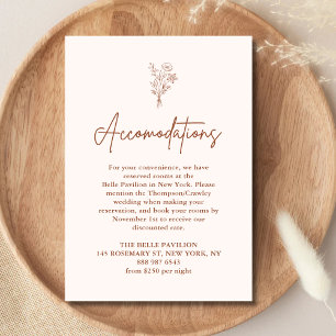 Cartão De Informações Alojamento de Casamento Boho Botanicals Terracotta