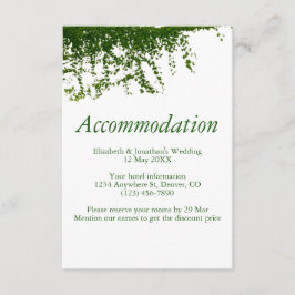 Cartão De Informações Alojamento de Casamento de Ivy Greenery