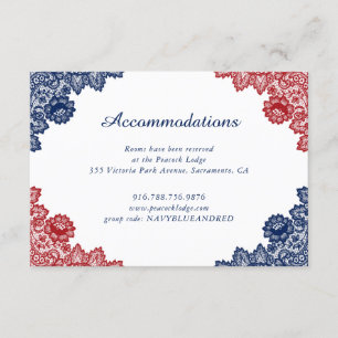 Cartão De Informações Alojamento de Casamento de Locais Florais Azul-mar