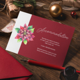 Cartão De Informações Alojamento de Casamento de Natal da Red Poinsettia