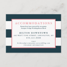 Alojamento de Casamento de Stripe Branca e Marinho