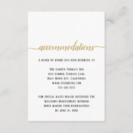 Cartão De Informações Alojamento de Casamento Elegante em Script Dourado