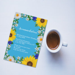 Cartão De Informações Alojamento de Casamento Floral Azul do Céu Azul