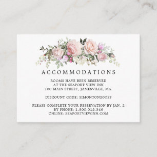 Cartão De Informações Alojamento De Casamento Floral De Rosa Rosa Rosa R