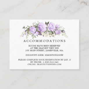 Cartão De Informações Alojamento de Casamento Floral de Rosa Roxo