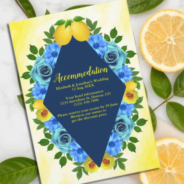 Cartão De Informações Alojamento de Casamento Floral Sunny Lemon (Criador carregado)