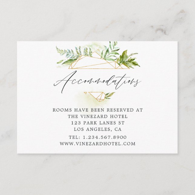 Cartão De Informações Alojamento de Casamento Geométrico de Cristal Geom (Frente)