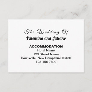 Cartão De Informações Alojamento de Casamento Negro e Branco