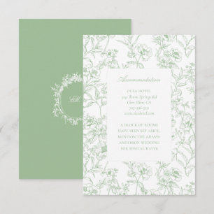 Cartão De Informações Alojamento de Casamento Sage Green Chinoiserie Toi