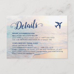 Cartão De Informações Alojamento de Detalhes de Casamento de Praia de ar