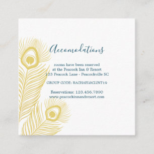 Cartão De Informações Alojamento de Hotel de Casamento Pavão Dourado Ele