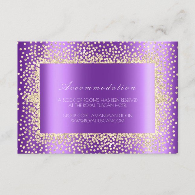 Cartão De Informações Alojamento de Hotel Purple Violet Crystal Wedding3 (Frente)