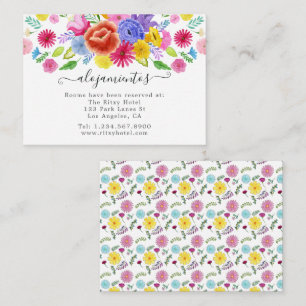 Cartão De Informações Alojamento de Noiva Floral Fiesta Espanhola