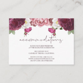 Cartão De Informações Alojamento Do Hotel Floral Burgundy