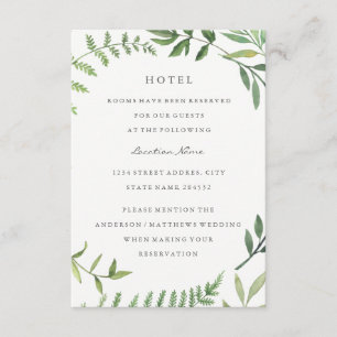 Cartão De Informações Alojamento do Hotel Green Leaf Wedding