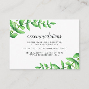 Cartão De Informações Alojamento do Hotel Watercolor Foliage Wedding