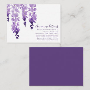 Cartão De Informações Alojamento do Hotel Wisteria Purple Floral Wedding